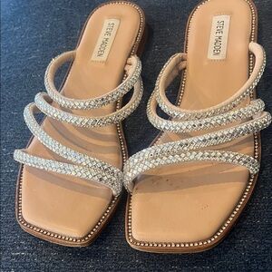 Steve Madden Rhinestone Embellished Tan Sandals